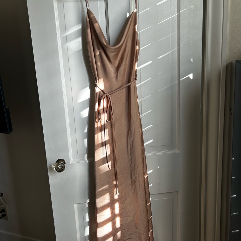 American Threads Silk Beige Dress